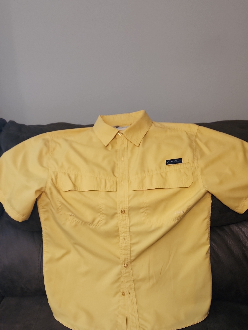 Joe Marlin Yellow Short-Sleeve Men's Button-Up Shirt